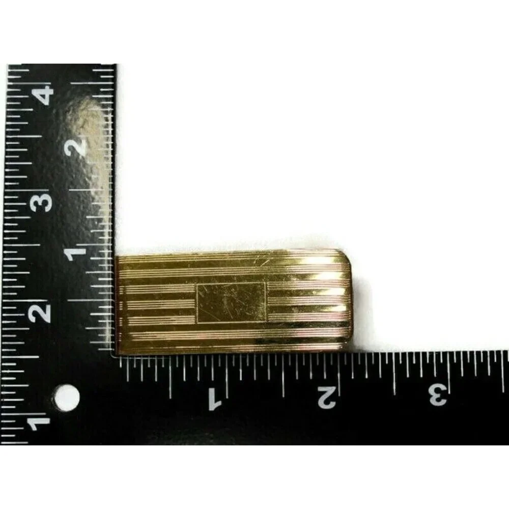 Gold Tone Engravable Money Clip Cash Holder Used